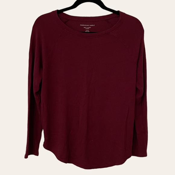 American Eagle Maroon Soft & Sexy Plush Long Sleeve Shirt Small - Picture 1 of 4